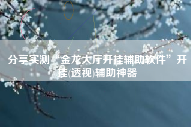 分享实测“金龙大厅开挂辅助软件”开挂(透视)辅助神器